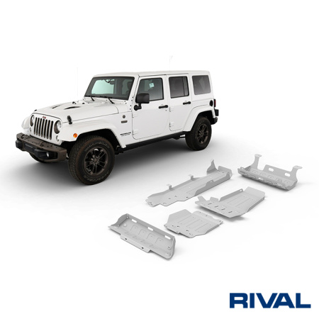 Juego de protecciones (Barras de dirección, Tubo de escape, Motor, Caja de cambios, Caja de transferencia, Depósito de combustible) Jeep Wrangler 2007-2018; 2,8 l. / diesel
